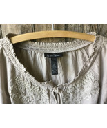 INC Top Shirt Short Sleeve Beige Studded Rhinestone Elastic Waist Size L - £11.05 GBP