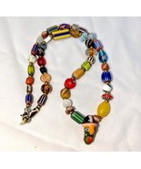 Vintage handgefertigte Gesicht Perlen Mix Chevron Glasperlen Halskette #... - $45.86