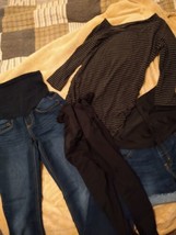 Lot Of 4 Maternity Clothes Sm Med Jeans Shirt Shirts Just Black Jessica Simpson - £22.42 GBP