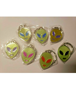 Vintage Alien Keychain Green or Yellow Face Colorful Eyes Silver Lot of ... - £7.98 GBP