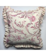 Ralph Lauren Ruffle Accent Pillow Floral Paisley Reversible Stripes Down... - £32.53 GBP