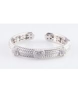 Judith Ripka Sterling Silver Hinged Cuff CZ Heart and Accent Bracelet Go... - €408,90 EUR