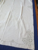 Vtg Handmade TABLECLOTH  Ecru Base Machine Embroidery 82&quot; x 70&quot; - £31.97 GBP
