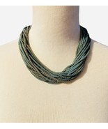 Verdigris Multi Strand Thick Mesh Statement Necklace - $18.81