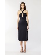 BARDOT Guilia Midi Tie-Neck Halter Dress Black Hidden Back-zip side slit... - £34.90 GBP