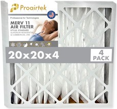 Proairtek AF20204M11SWH Model MERV11 20x20x4 Air Filters (Pack of 4) - £38.36 GBP