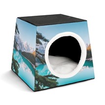 Mondxflaur Landscapes Cat Beds for Indoor Cats Cave Bed 3 in 1 Pet House - £26.37 GBP