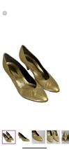 Naturalizer Womens 7 Gold Metallic Pointy Toe Kitten Heel Pumps Glam Glitzy - £18.67 GBP