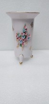 Vintage 1950s Lefton Pink Porcelain Bud Vase Raised Flowers Gold Butterflies - £7.83 GBP