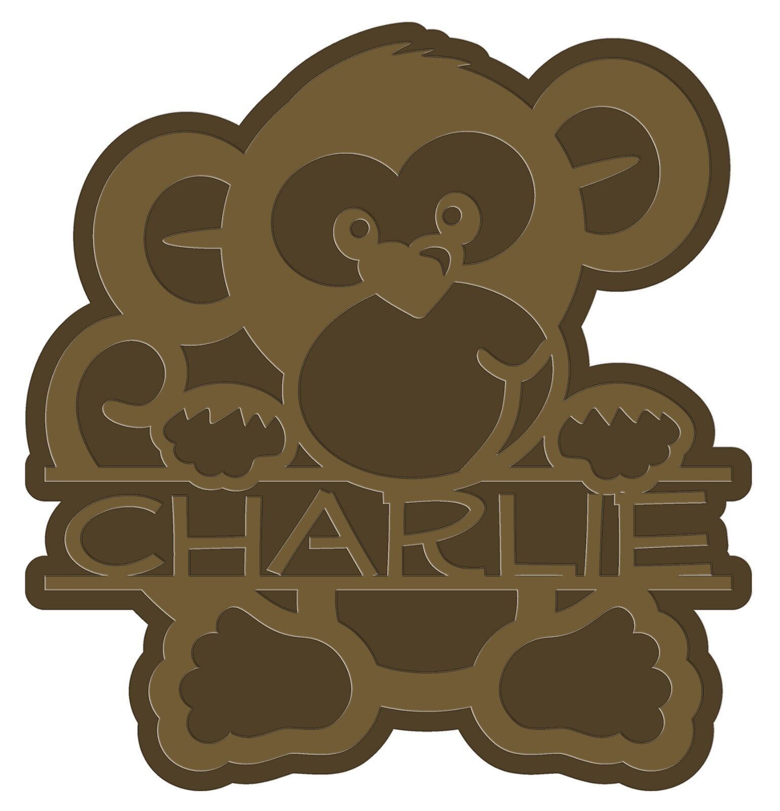 Primary image for Cute monkey  name plaque wall hanging sign gift Laser cut to be customized