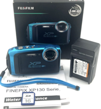 Fujifilm FinePix XP130 Waterproof Digital Camera 16MP WiFi Black Blue IOB - $223.15