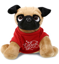 I Love You Pug Dog Plush Stuffed Animal With Red Shirt, 9 Inch - £30.29 GBP