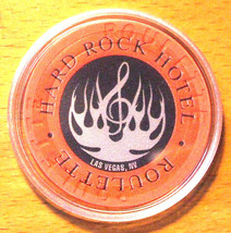 (1) Hard Rock Casino ROULETTE Chip- Orange-Vegas-Silver Flames-Outside H... - $8.95