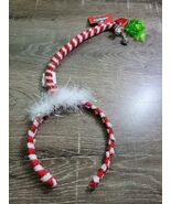 New Mistletoe Headband Red White, with Bells, Candycane, Christmas - $301.40 MXN