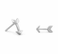 14K White Gold Plated Small Arrow Design 7 mm Stud Earrings 925 Sterling Silver - £59.58 GBP