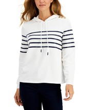 MSRP $70 Charter Club Womens Striped Casual Hoodie White Size XS - £10.73 GBP