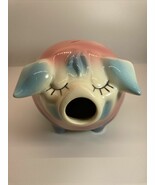 Vintage 1957 Hull Ceramic Pottery Corky Pig Piggy Bank Blue Pink MCM KG JD - $56.68
