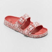 Shade &amp; Shore Neida EVA 2 Band Footbed Slide Sandal Size 8 Red New - $16.44