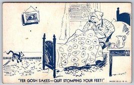 1940s Comic Arcade Card Sick Woman and Cat Quit Stomping Your Feet! K5 - £4.05 GBP