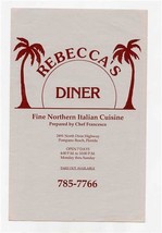 Rebecca&#39;s Diner Fine Northern Italian Cuisine Menu Pompano Beach Florida  - $11.88