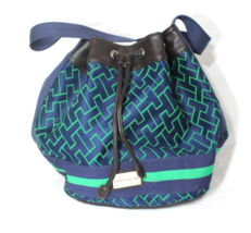 Tommy Hilfiger Shoulder Bag Blue &amp; Green AOP Hobo Size Medium Handbag Purse - $21.18