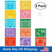 3Pack Mexican Banner Plastic Papel Picado Banner Large Fiesta Party Deco... - $23.99