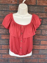 Paper + Tee Crop Top Small Sleeveless Blouse Off On Shoulder Ruffle Elastic Shir - £1.50 GBP