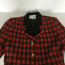 Red tartan plaid VTG short blazer jacket shoulder pads wool blend button... - $399.89 MXN