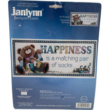 Janlynn Counted Cross Stitch Kit Happiness Bear Matching Socks 195-0602 New 2003 - $10.67