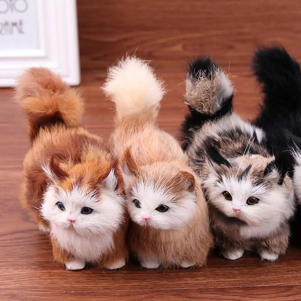 Simulation Plush Cat Toys Kids Plush Stuffed Cat Doll Baby Recolonization - £10.59 GBP+
