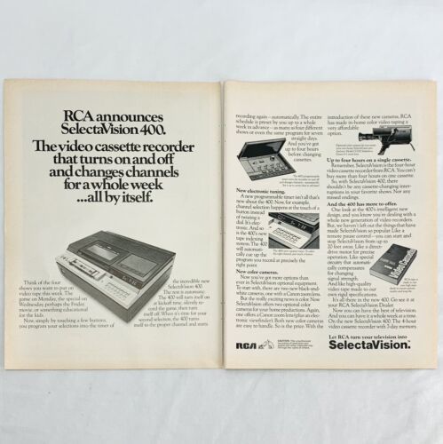 Vintage 1978 RCA SelectaVision 400 Video Cassette Recorder Magazine Prin... - $6.65