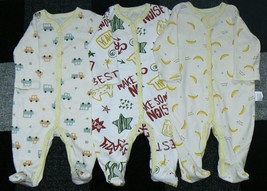 Newborn Long Sleeves Pajama Romper(0-3months)100%Cotton-3Pack - £14.45 GBP