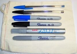 Autograph Signing Pens Markers 6 SET Kit Blue Black Silver BiC Sharpie U... - $66.03