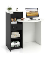 Reception Office Desk with Open Shelf and Lockable Drawer-Black - Color:... - $5,309.18 MXN