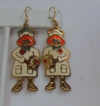 Vintage TWO HANDS Nurse Enamel Hook Earrings - $13.85