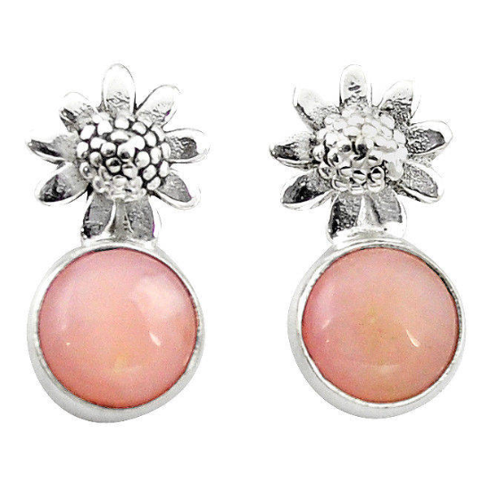 Pink Opal Earrings, 925 Silver, Handmade - $30.00
