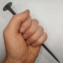 Very long hand forged nail, forged iron, black Iron - $7.99