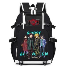 Anime Demon Slayer Backpack USB Bookbag Students School Bag Teenage Kids Casual  - £96.37 GBP