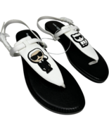 Karl Lagerfeld Soterios Womens 9.5M Designer Slingback Thong Black/White... - $68.35