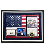 Donald Trump Signed USA Flag Framed w/ Butler, PA Newspaper JSA Assassin... - $84,879.26 MXN