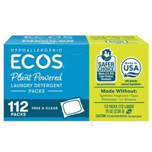 ECOS ECO FRIENDLY LAUNDRY DETERGENT SOAP PACKS NON TOXIC FREE &amp; CLEAR HE... - $43.99