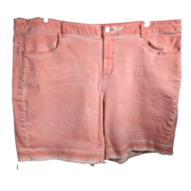 Lane Bryant Salmon Jean Shorts Size 26 Distressed Denim Bermuda Pink Orange - £26.01 GBP