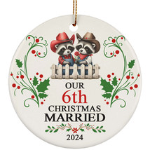 Our 6th Year Christmas Married Ornament Gift 6 Anniversary Cute Raccoon Couple - £12.46 GBP