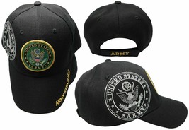 U.S. Army Strong Emblem Shadow Green Seal Embroidered Adjustable Black Cap Hat - £17.19 GBP