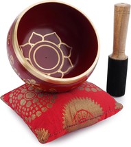 Ajuny Tibetan Singing Bowl Set: Four-Inch Red, Hand-Carved,, And Stress Relief. - £25.63 GBP