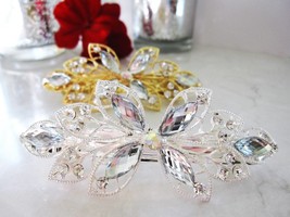Flower shaped crystal hair barrette clip bridal clip bridal barrette - £8.75 GBP