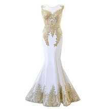 Kivary Women&#39;s Gold Lace Sexy Mermaid Sheer Formal Corset Prom Evening Dresses W - £82.81 GBP