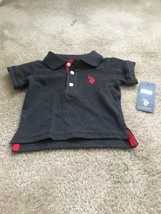 U.S. Polo ASSN. Toddler Boys Polo Shirt Gray &amp; Red Size 3-6 Months - £17.16 GBP