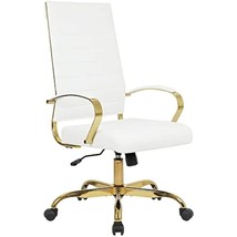 Home Office Chair High Back Executive Chair Ribbed PU Leather Computer Desk Chai - £300.38 GBP