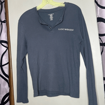 Lucky Brand Size M Gray Long Sleeve Thermal Knit Henley Sleepwear Shirt ... - £7.70 GBP